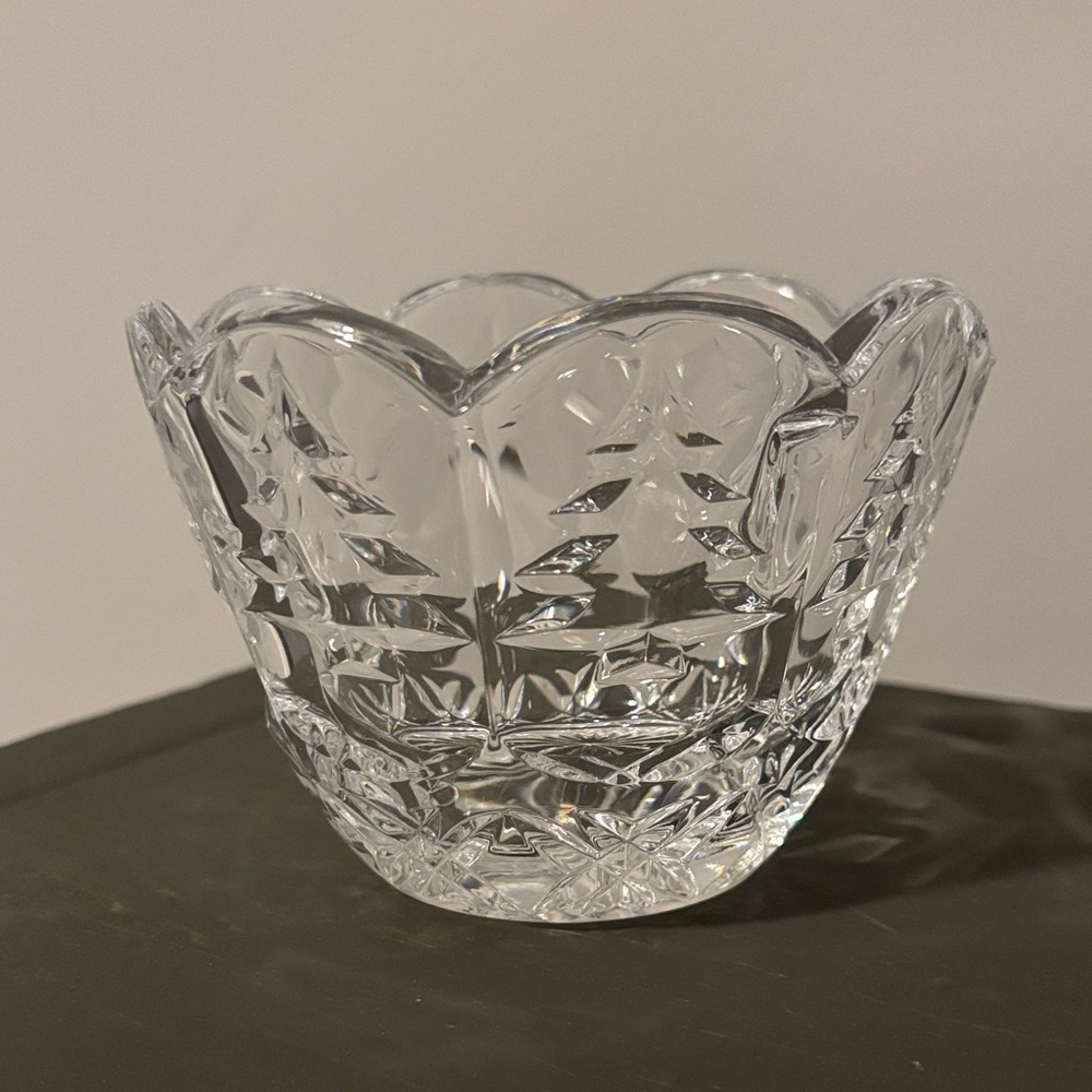 Vintage Godinger Shannon Irish Crystal Christmas Tree Scallop Collectible Dish